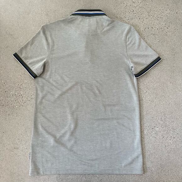 Ted Baker Shred Tipped Pique Polo In Khaki - Picture 3 of 9